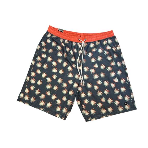 Micros Swim Trunks Men’s XL 1X Coral Reefer Leaf Print Board Shorts Beach Party - Picture 1 of 12